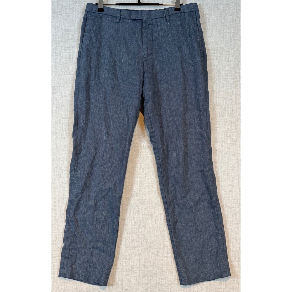 Banana Republic Slim Fit Linen Blend Pants Blue 30x30 Flat Front Trouser Coastal